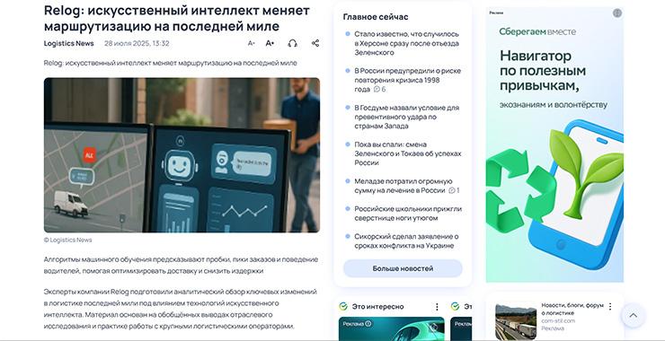 FINANCE.RAMBLER.RU: Relog: искусственный интеллект меняет маршрутизацию на последней миле
